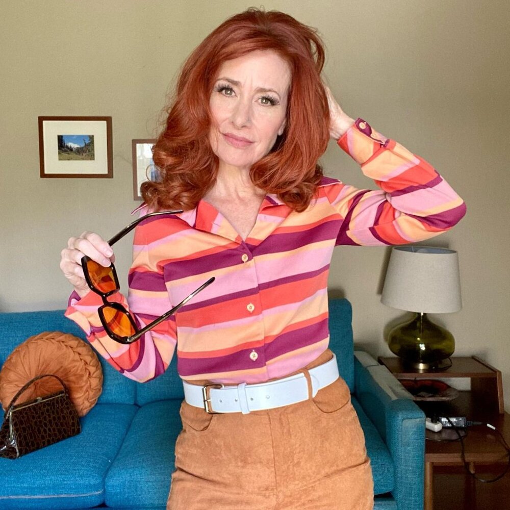 Groovy Vintage Polyester Double Knit 1970s Top